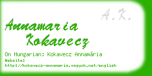 annamaria kokavecz business card